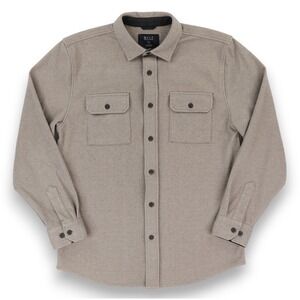 BYLT Premium Basics Coastal Overshirt Mens Large Fawn Tan Shacket Midweight